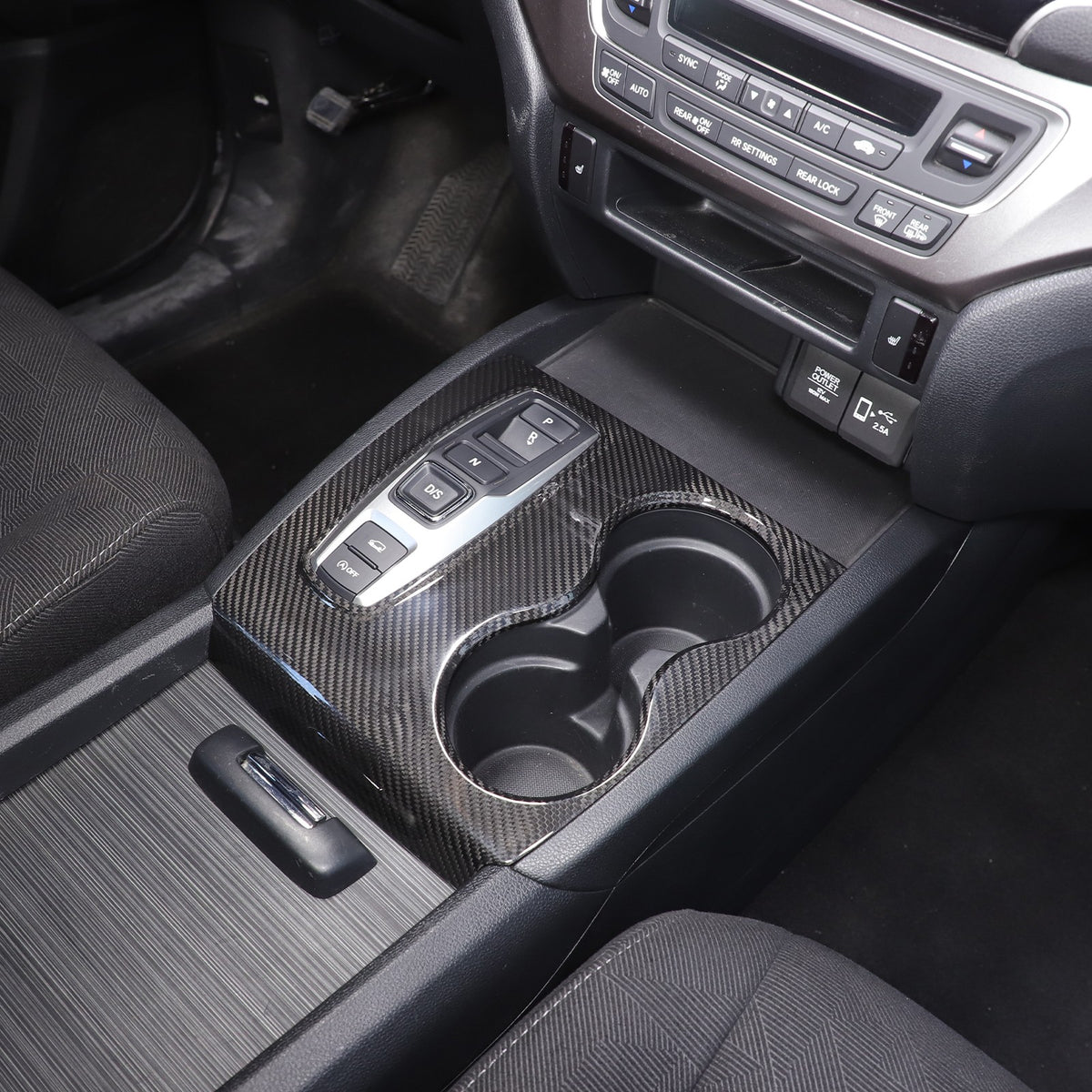 Real Carbon Fiber Center Gear Cup Trim For Honda Pilot/Ridgeline/Passport 16-22 1