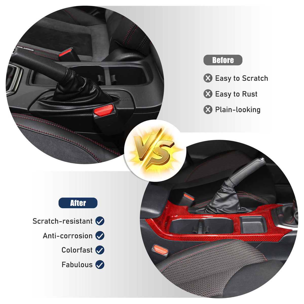 Red Real Carbon Fiber Center Console Cup Holder Trim For Subaru WRX VB 2022+ MT 23