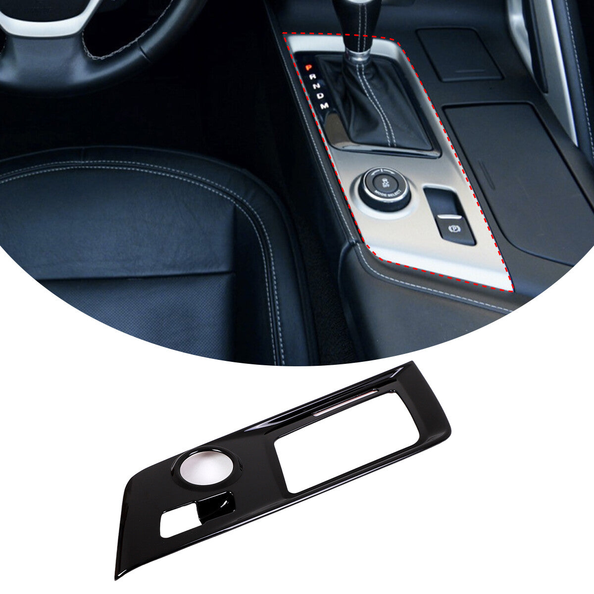 2pcs Glossy Black ABS Interior Gear Shift Panel Cover For Corvette C7 2014-2019 2