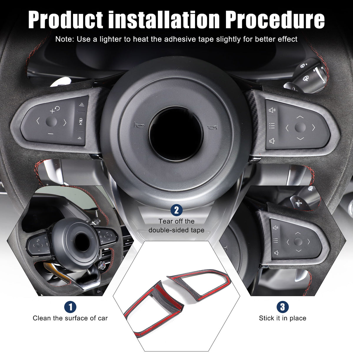 Matte Real Carbon Fiber Steering Wheel Button Cover Trim For Lotus EMIRA 21-25 10