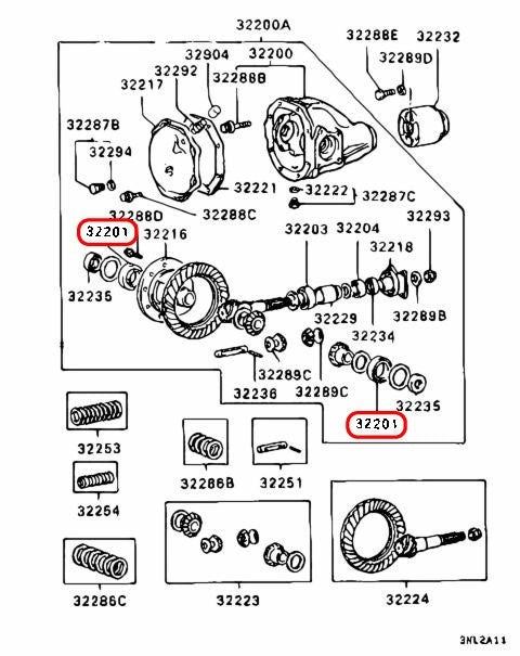 Mitsubishi OEM Bearing Rear Differential Case MB393957 for Pajero 3