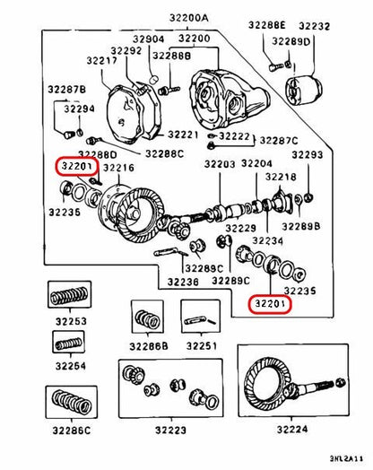 Mitsubishi OEM Bearing Rear Differential Case MB393957 for Pajero 3