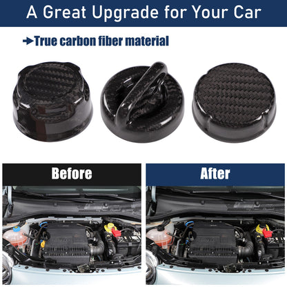 Real Carbon Fiber Engine Oil Filler Cap Trim For Fiat 500 Abarth 595 695 312 16+ 6