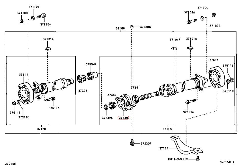Toyota Lexus Genuine SC430 37230-30170 BEARING ASSY, CENTER SUPPORT, NO.1 OEM 3