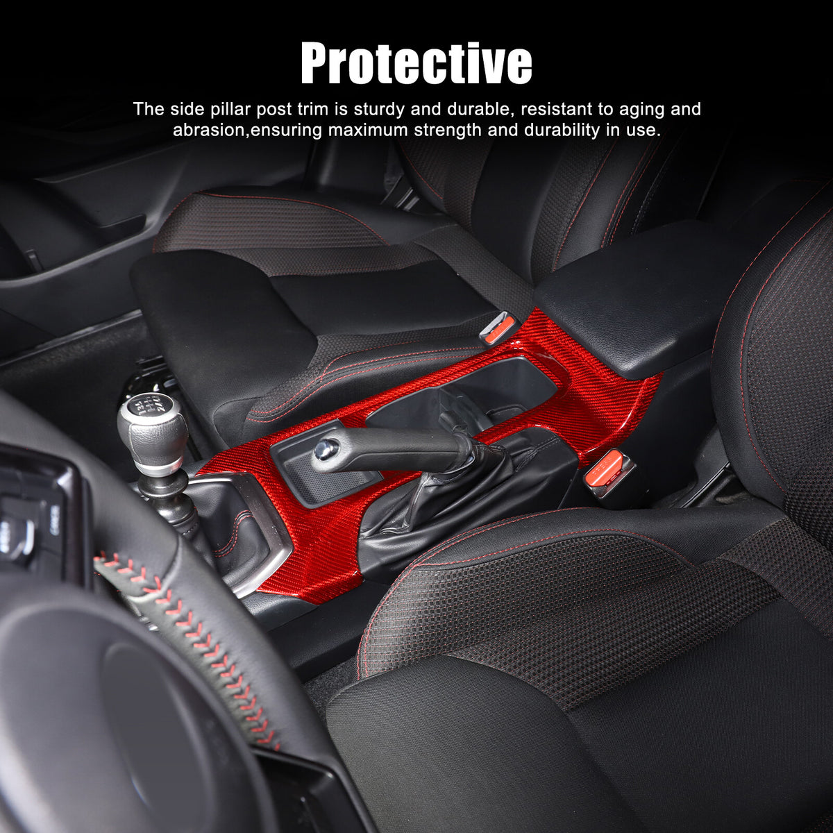 Red Real Carbon Fiber Center Console Cup Holder Trim For Subaru WRX VB 2022+ MT 6