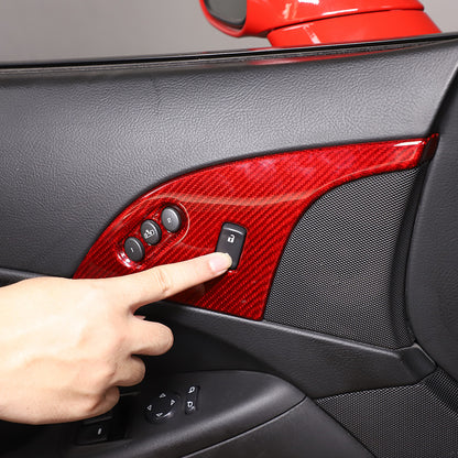Red Real Carbon Fiber Interior Door Lock Panel Trim For Corvette C6 2005-2013 9