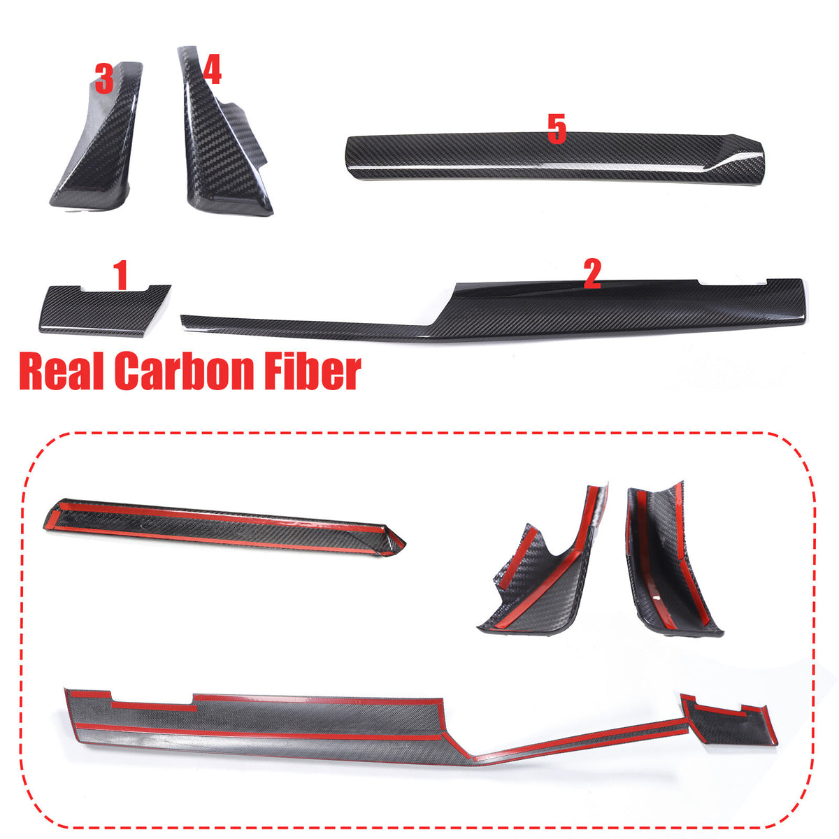 Real Carbon Fiber Center Co-pilot Dash Cover Trim Kit For BMW 5 Series G60 2024+ 3