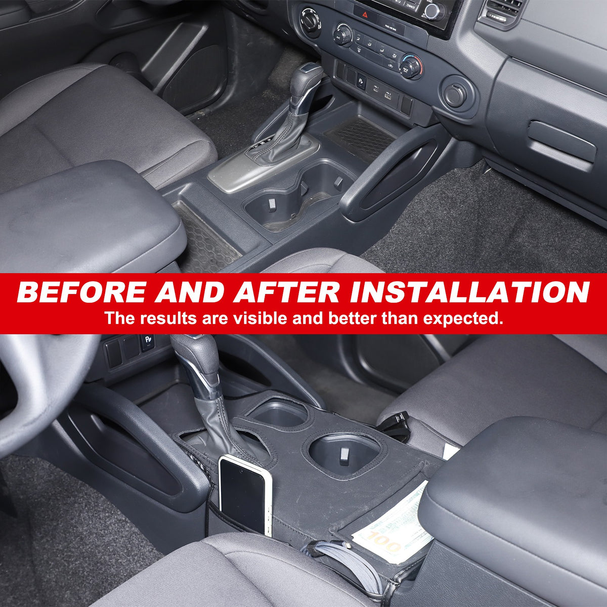 Black Center Console Cover Trim For Nissan Frontier 2022+ US 4