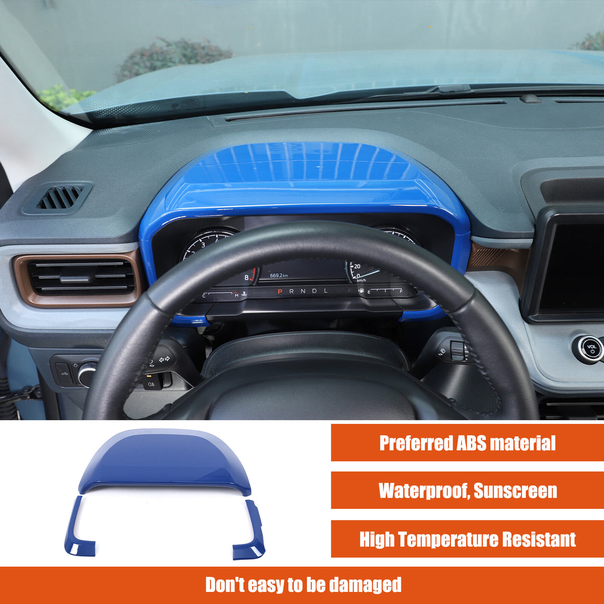 ABS Blue Center Dashboard Cover Trim for Ford Maverick 2022+ 4