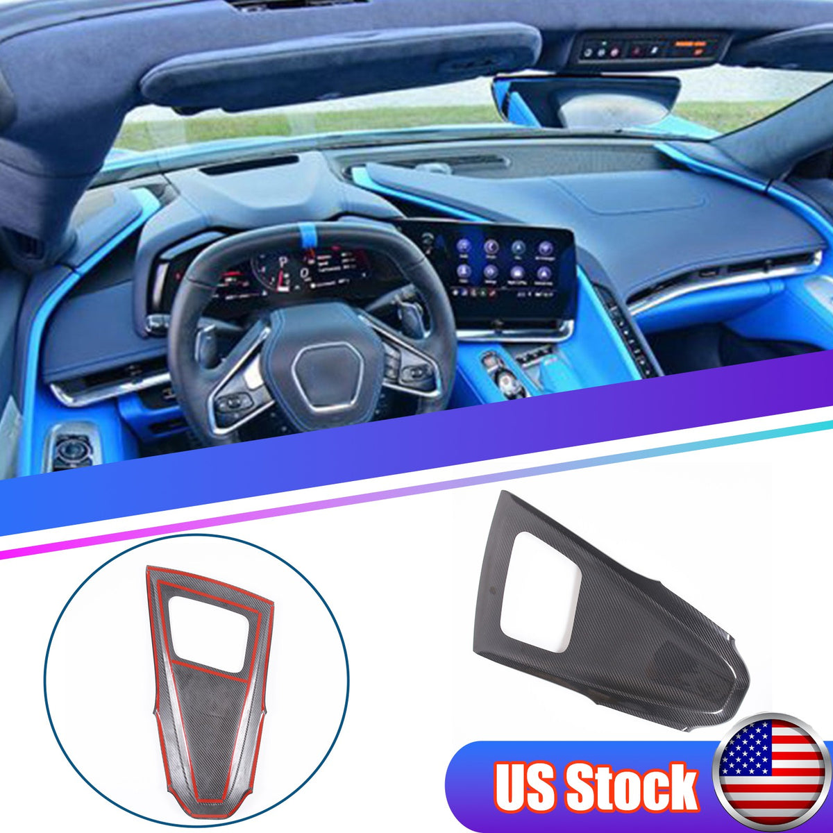 Carbon Fiber Dashboard Instrument Speedmeter Trim For Corvette C8 Z51 Z06 20-25 1