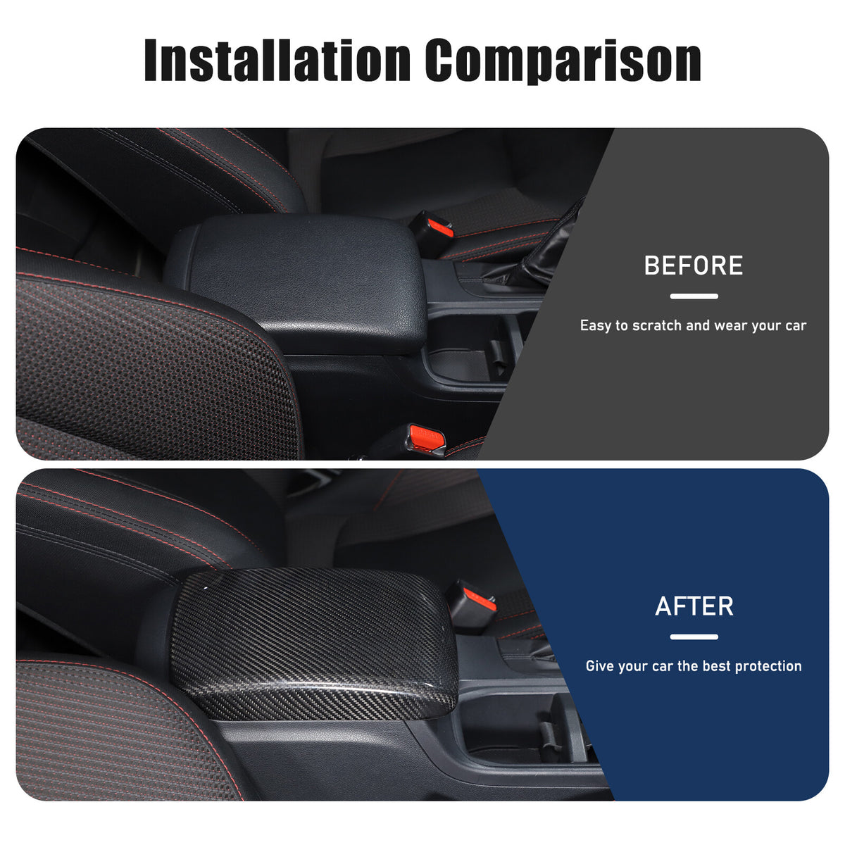 Real Carbon Fiber Center Armrest Storage Box Cover Trim For Subaru WRX VB 22-24 14