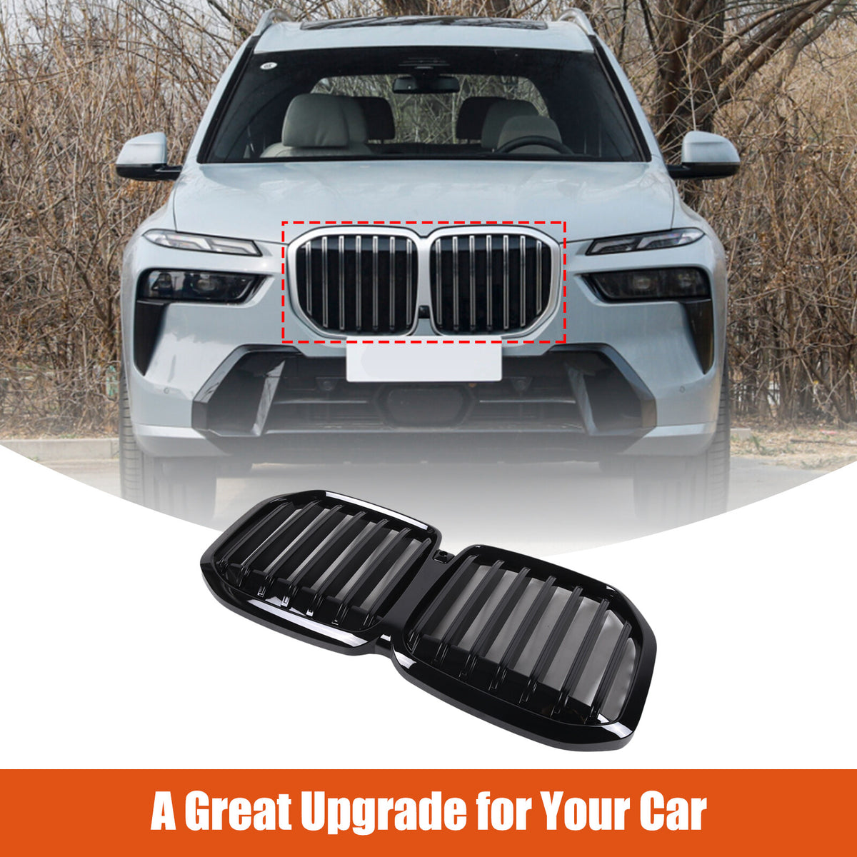Glossy Black Car Front Bumper Line Kidney Grille Grill For BMW X7 G07 2023-2024 18