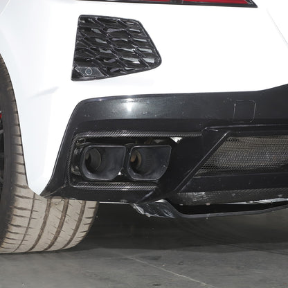 Real Dry Carbon Fiber Rear Tailpipe Trim Ring Cover For Corvette C8 2020+ 3