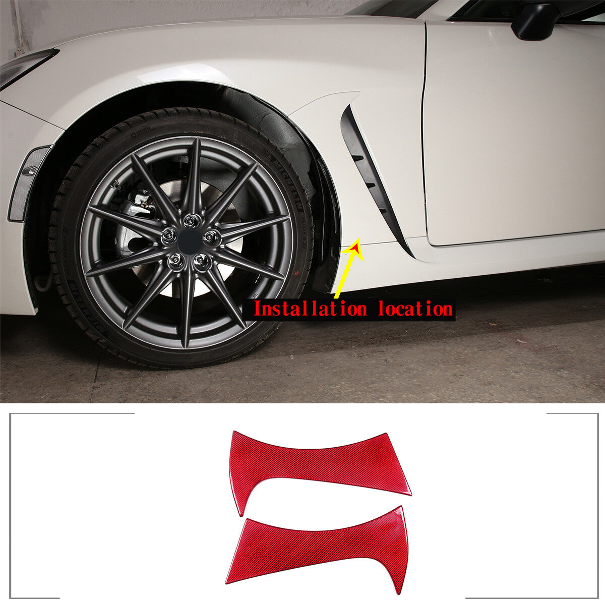 Red Car Side Door Fender Vent Air Wing Cover Trim For Subaru BRZ 2022-2023 1