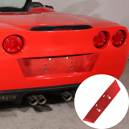 Red Carbon Fiber Rear License Plate Bottom Trim Panel For Corvette C6 2005-2013 1