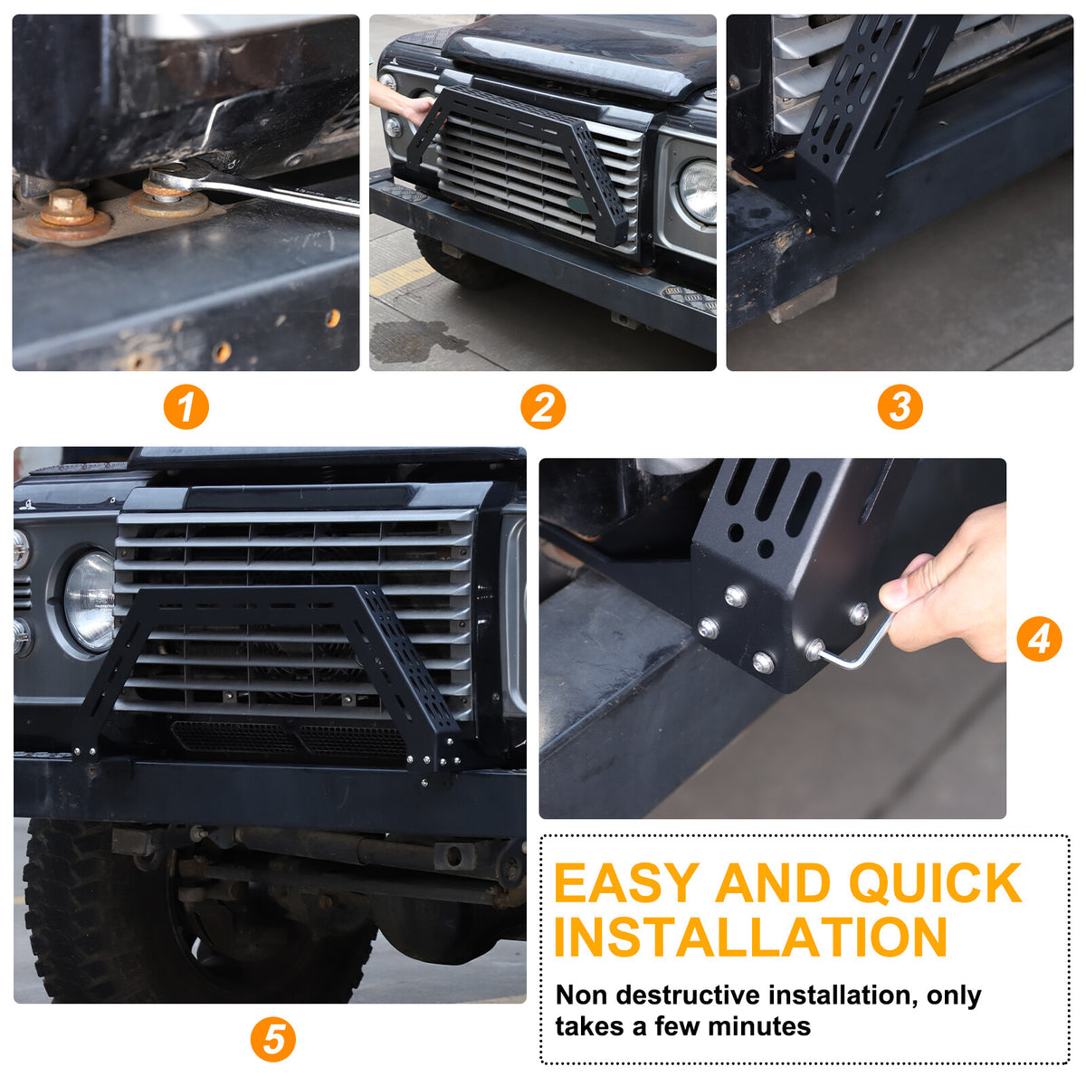 Black Bull Nudge Bar Bumper Guard A Bar For Land Rover Defender L316 2004-19 23