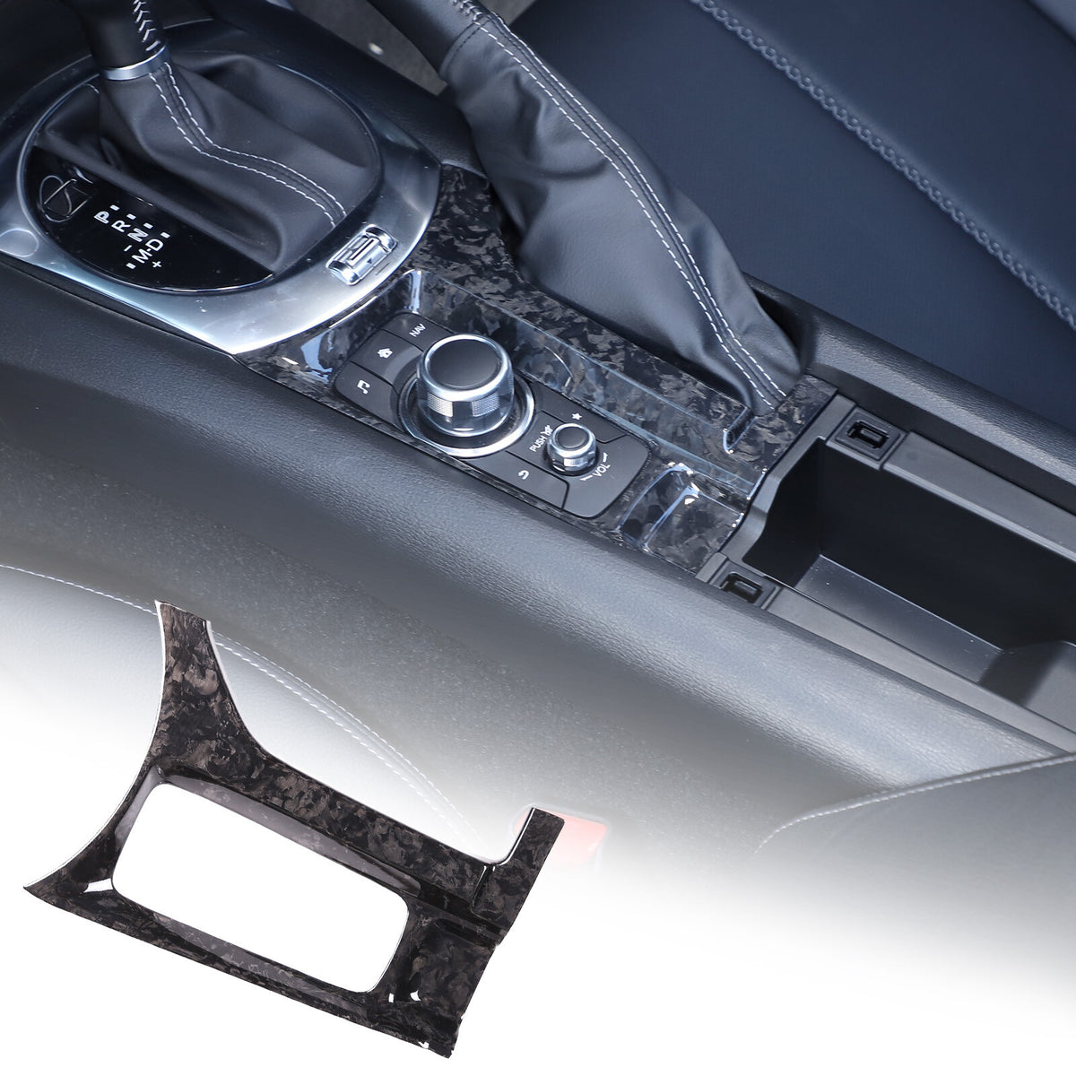 Forged Real Carbon Fiber Multimedia Panel Trim Cover For Mazda MX-5 2016+ 12