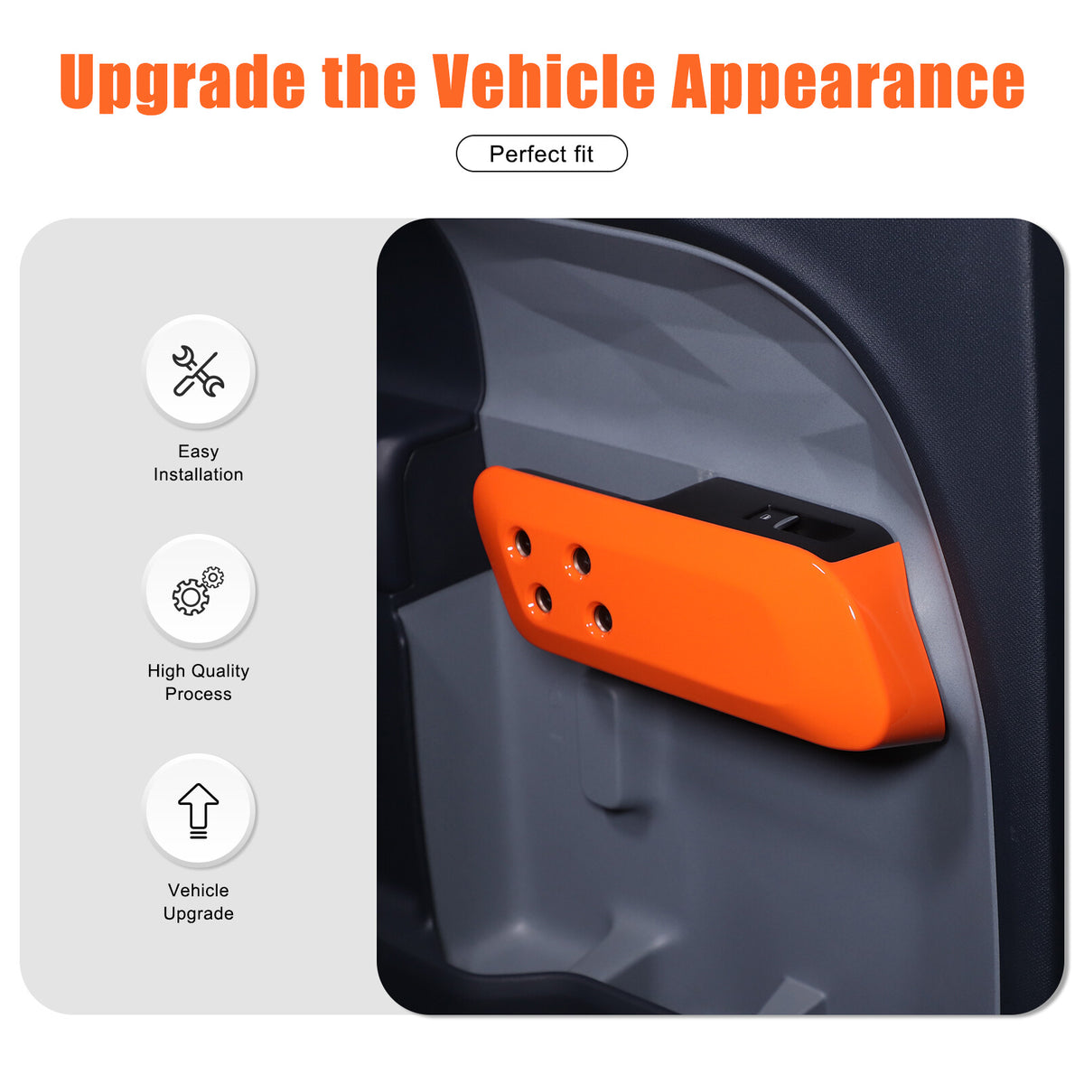 Orange ABS Interior Door Handle Panel Trim For Ford Maverick 2022+ 3