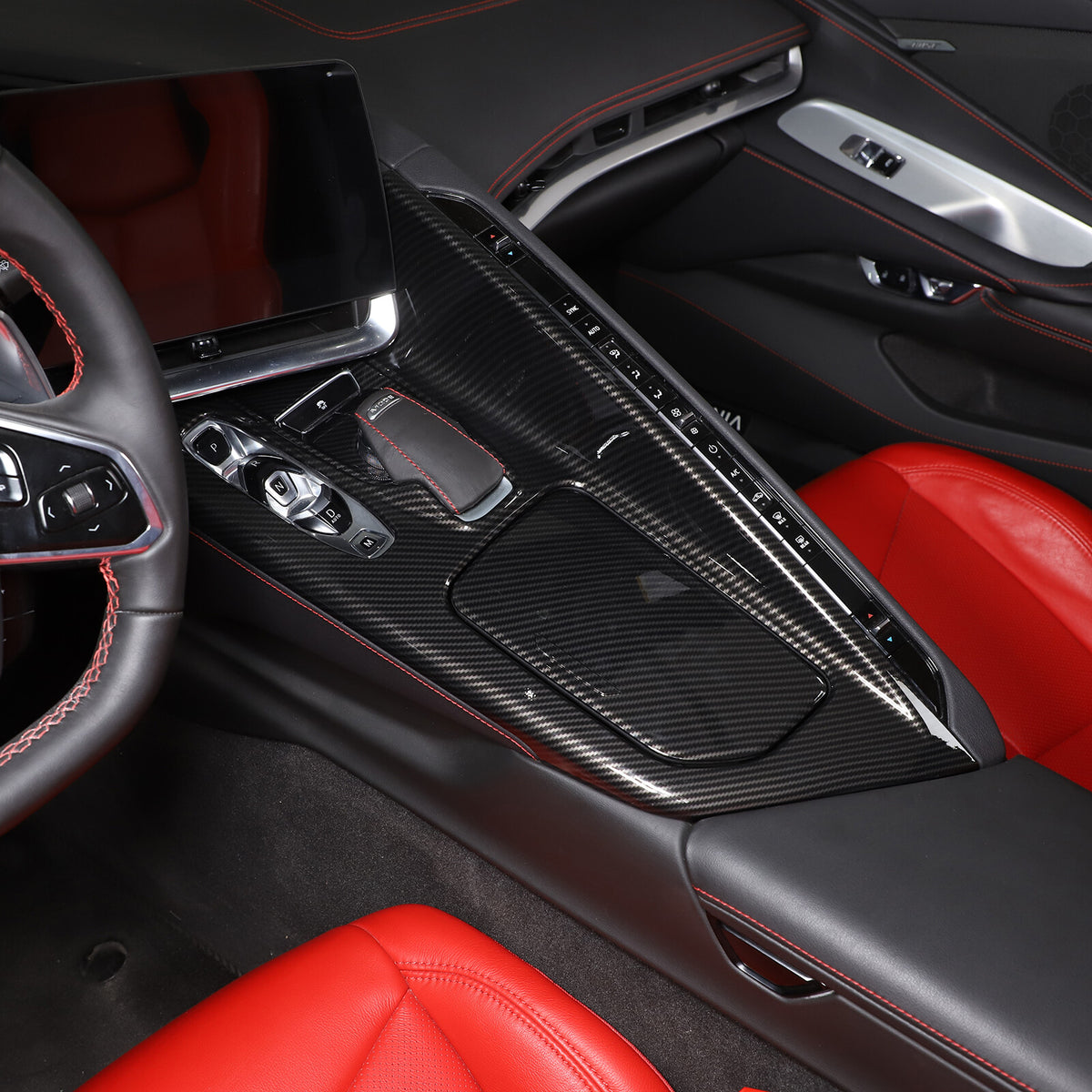 Interior Carbon Fiber For CORVETTE C8 Center Console Gear Shift Panel Cover US 2