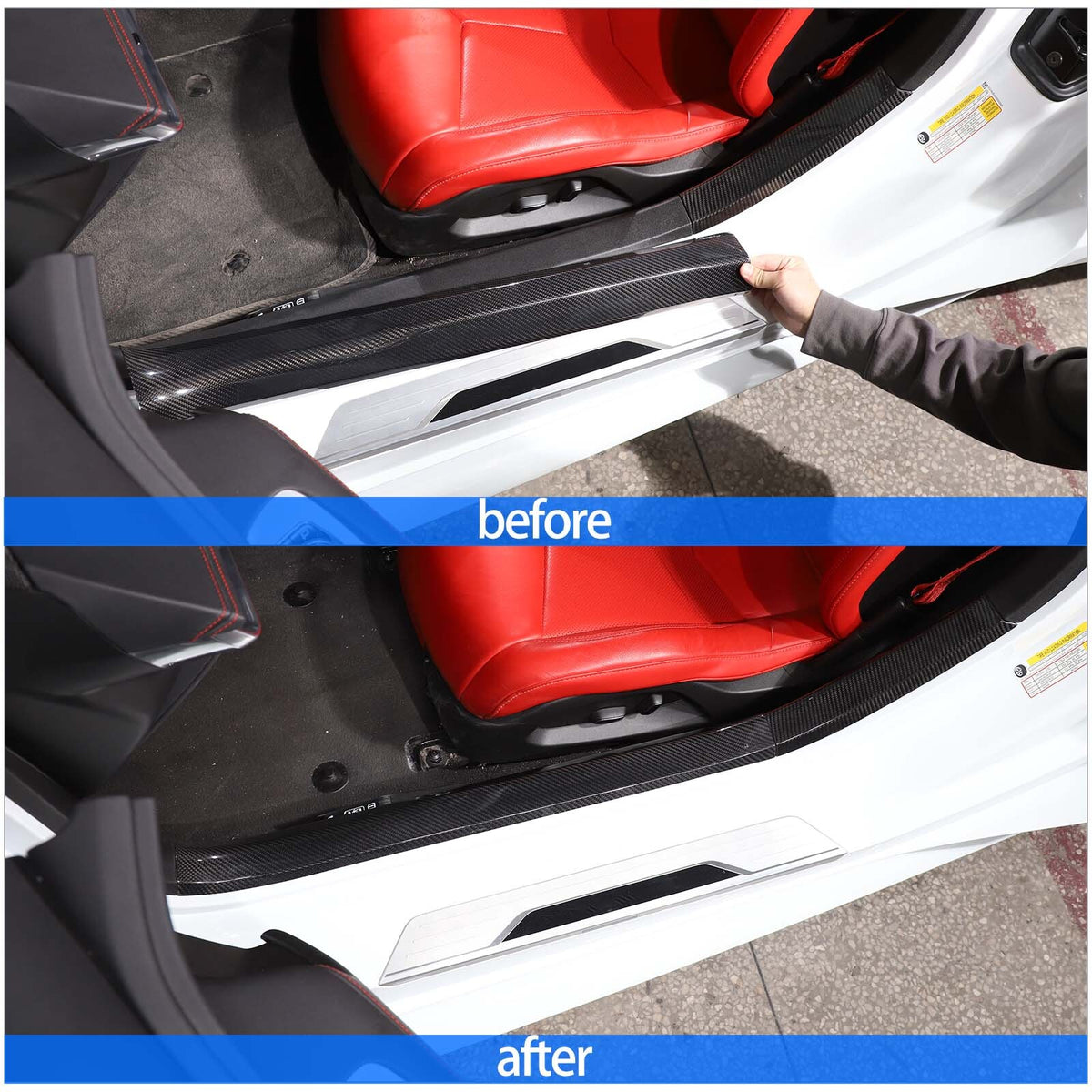 Real Carbon Fiber Interior Door Sill Trim Cover For Corvette C8 Z51 2020-2026 7