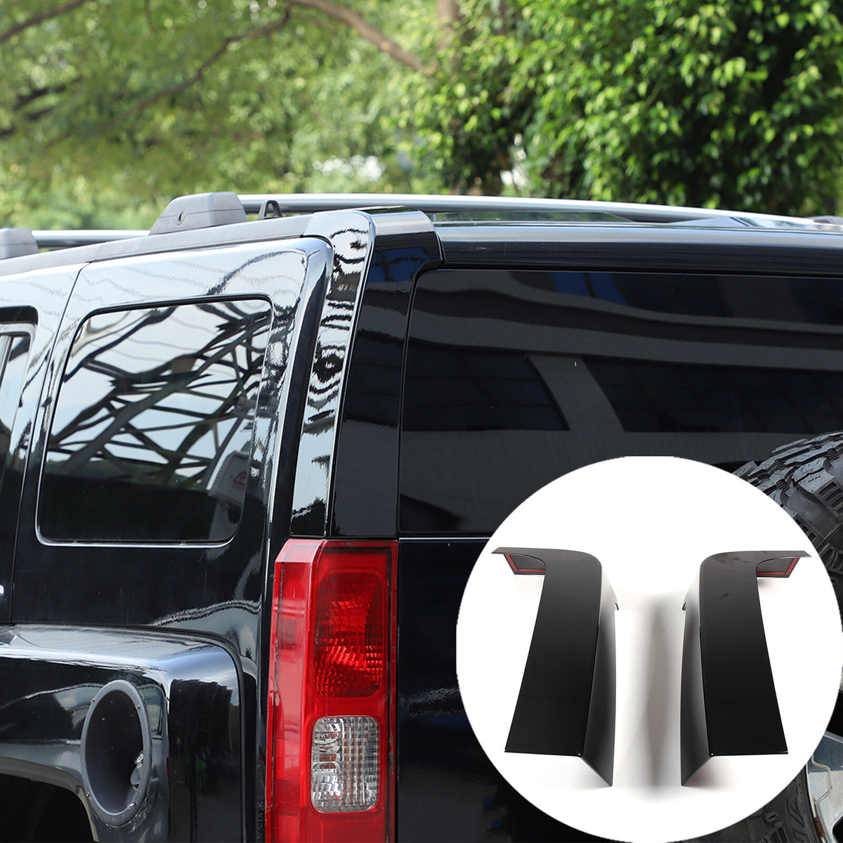 2pcs Glossy Black Window Pillar Posts Door Trim Cover For Hummer H3 2005-09 US 2