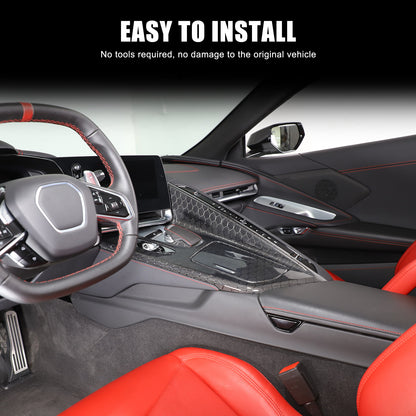 Real Honeycomb Carbon Fiber Center Console Gear Shift Panel Trim For C8 Corvette 8