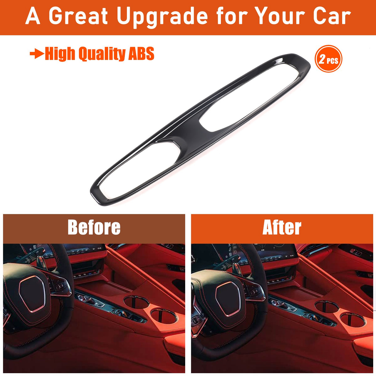 Glossy Piano Black ABS Center Gear Shift Indicator Trim For Corvette C8 2026+ US 20
