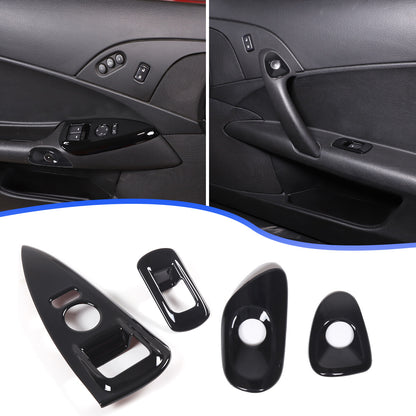 Glossy Black ABS Window Lift Button Trim Frame Cover Set For Corvette C6 2005-13 1