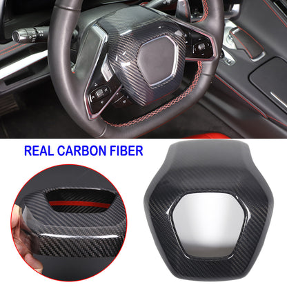 For C8 Corvette Carbon Fiber Steering Wheel Center Surround Cover Set 2020-2026 4