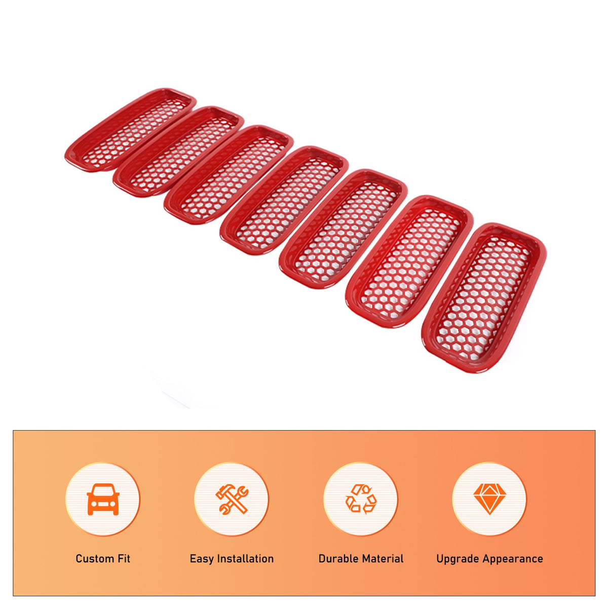 Sport Red ABS Front Grille Anti-Insect Bug Screen Trim For Hummer H2 2003-2009 15