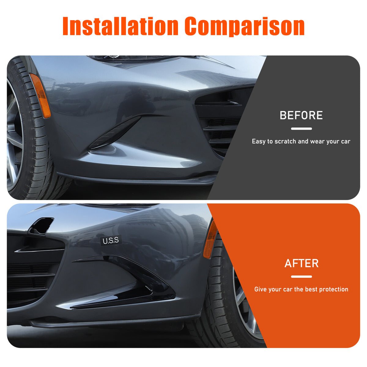 Gloss Black Front Side Vent Fin C Canards Splitter For Mazda MX-5 Miata 2016-23 8