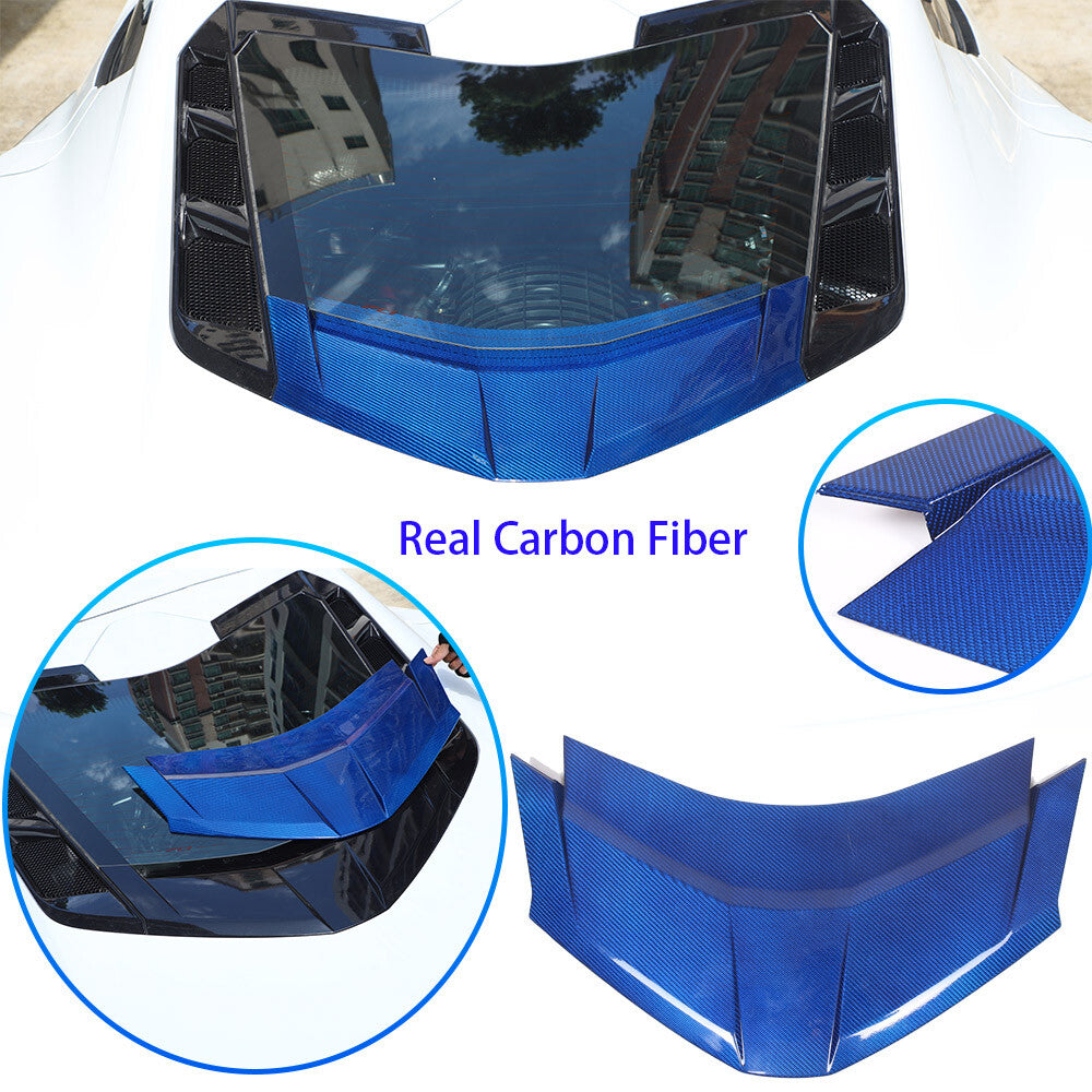 Blue Real Carbon Fiber Rear Window Lower Trim Cover For Corvette C8 Coupe 20-26 1