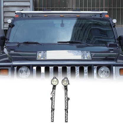 Black Steel A-Pillar LED Light Bar Mount Bracket For Hummer H2 2003-2009 3