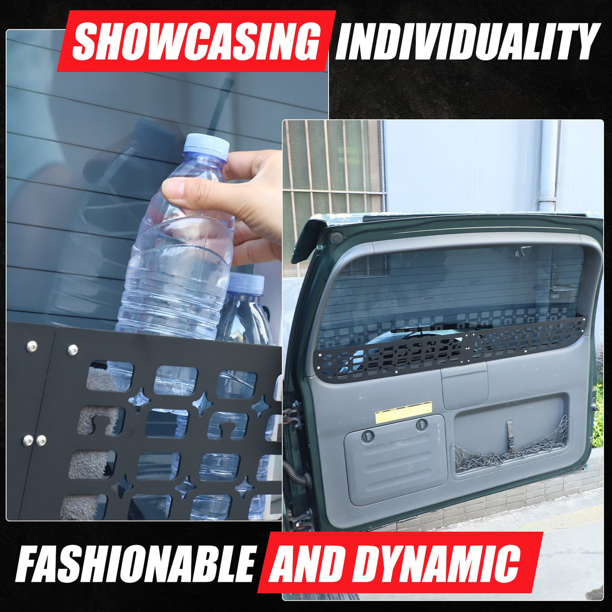 Rear Window Storage Barrier Molle Panel For Toyota Prado 2003-2009 14
