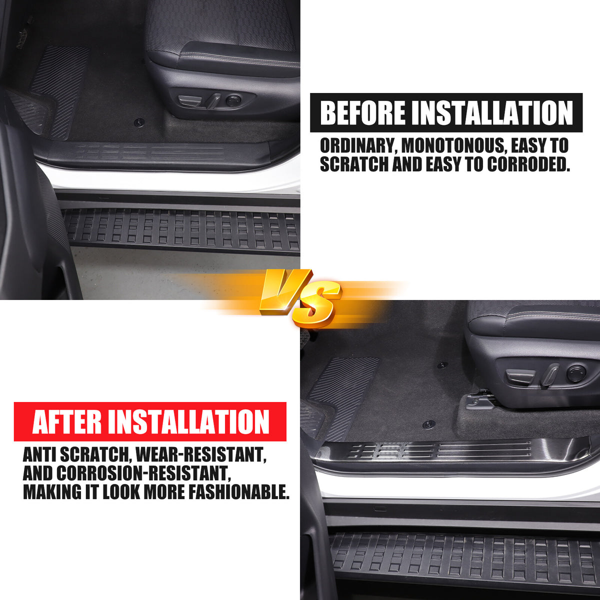 Black Interior Door Sill Guard Protector Cover For Toyota Land Cruiser LC250 US 8
