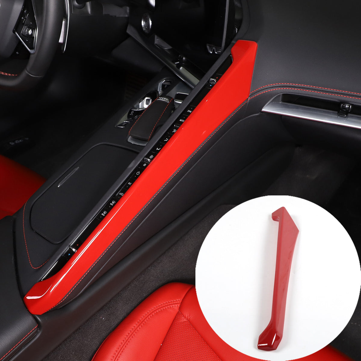ABS Red Center Console Side Decoration Strip For Corvette C8 2020-2025 4