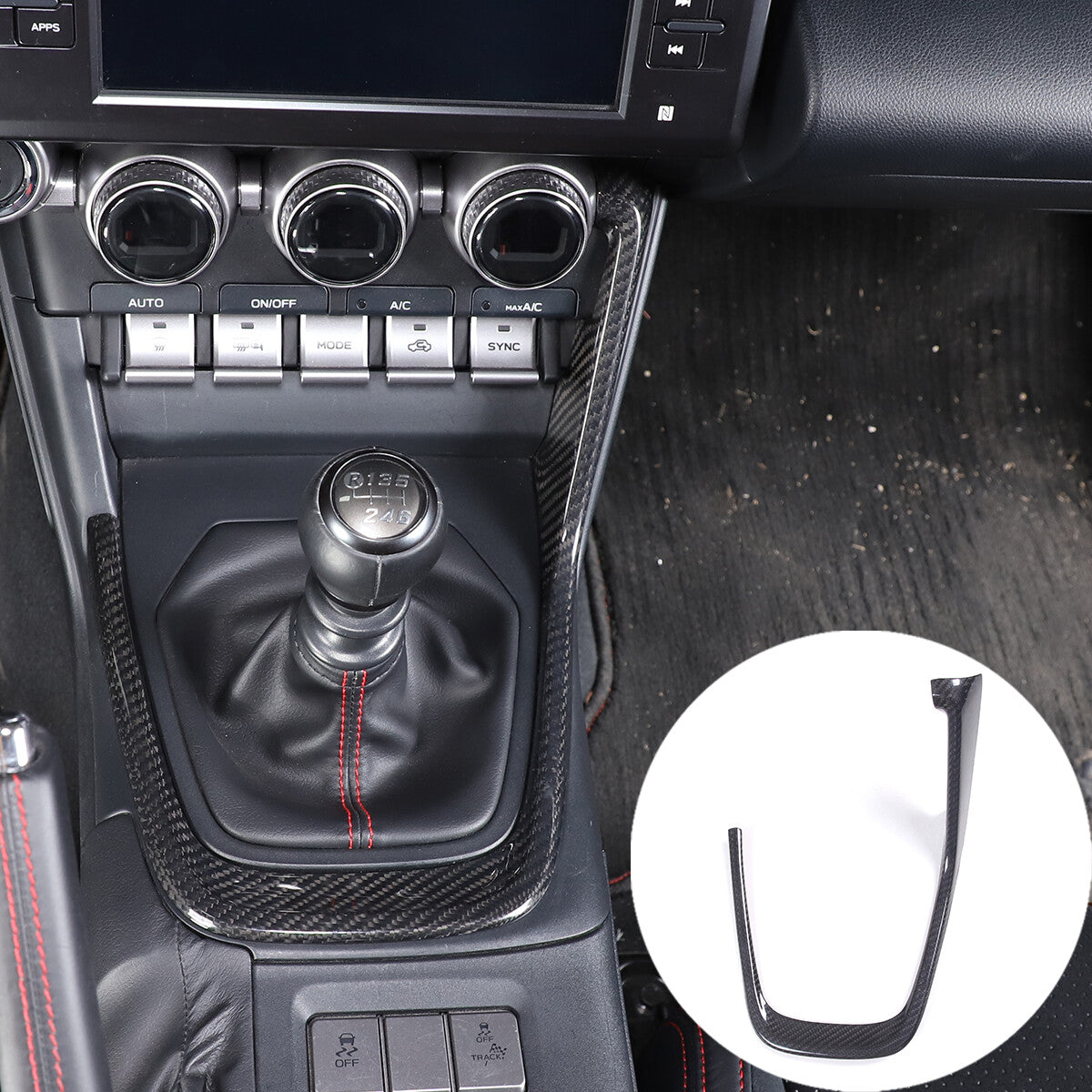 For Subaru BRZ 2022 Center Control Console Gear Shifter Trim Frame Carbon Fiber 1