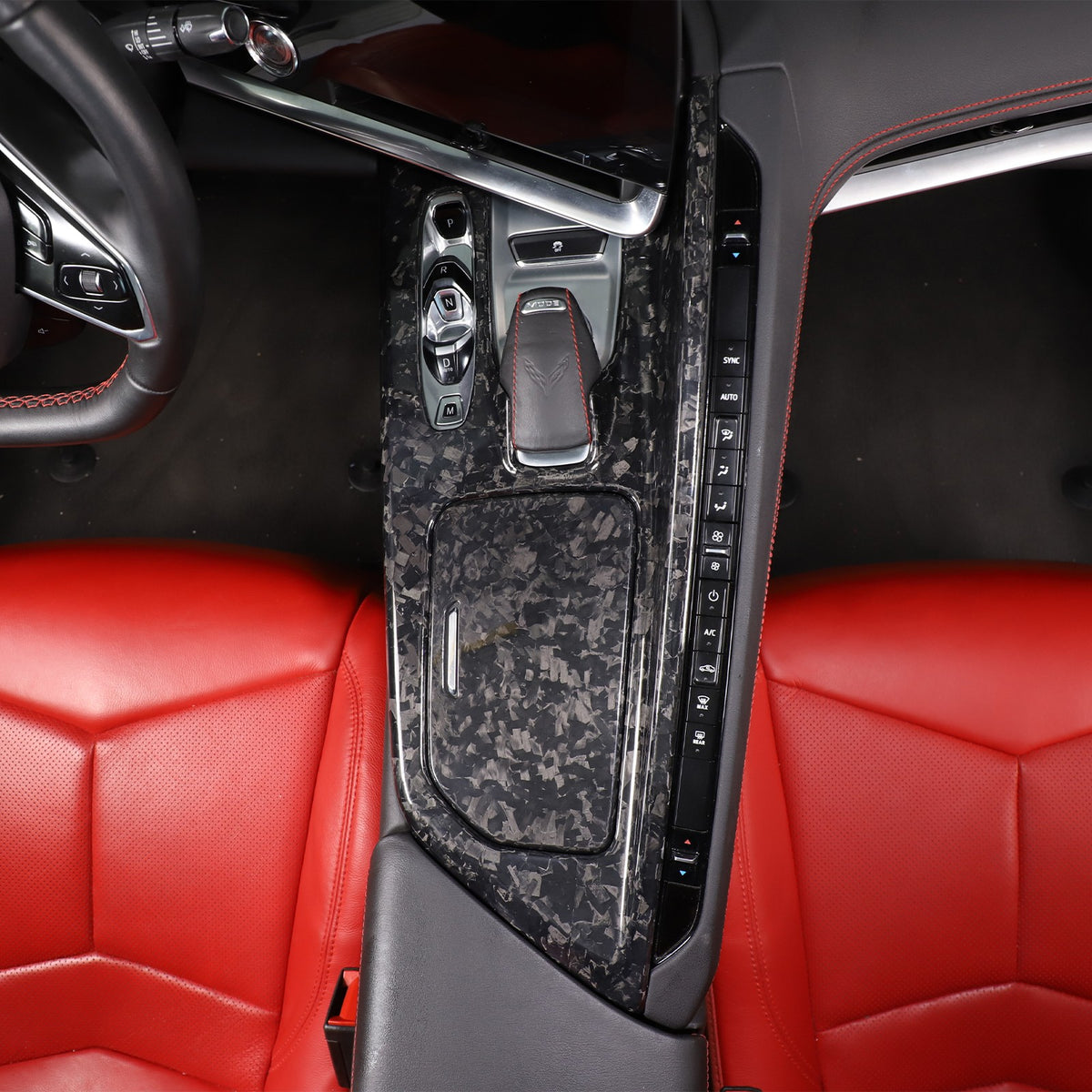 Forged Real Carbon Fiber Center Gear Shift Panel Trim For Corvette C8 2020+ 12