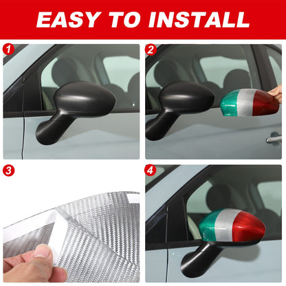Tri-Color Real Carbon Fiber Side Mirror Cover Trim For Fiat 500 312 2010+ 6