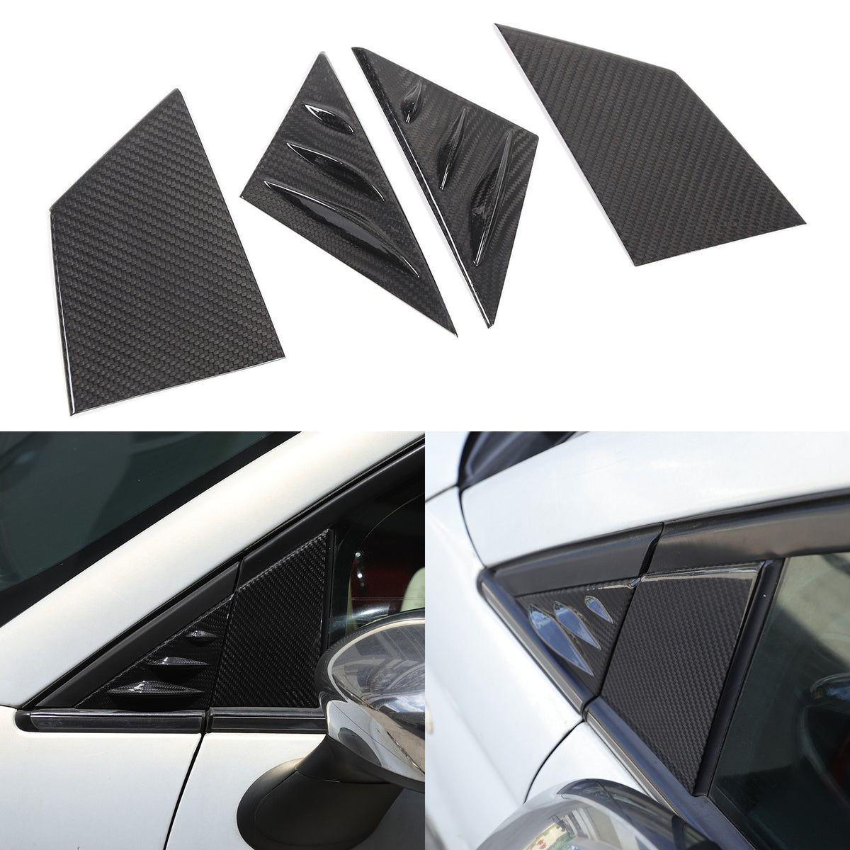 Real Carbon Fiber External A-Pillar Triangle Trim Cover For Fiat 500 2010+ 21