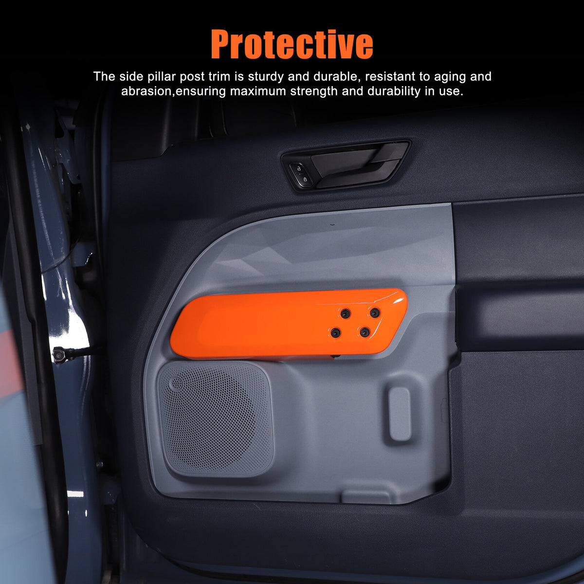 Orange ABS Interior Door Handle Panel Trim For Ford Maverick 2022+ US 4