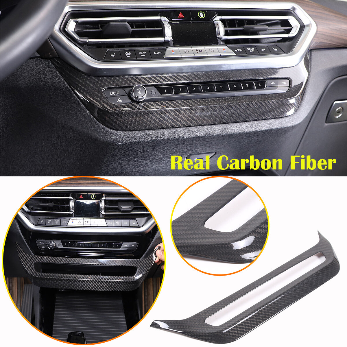 Real Carbon Fiber Air Vent CD Panel Cover Trim For BMW X3 G01 X4 G02 2022-2024 1