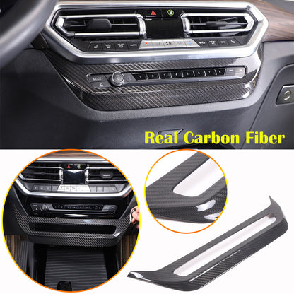 Real Carbon Fiber Air Vent CD Panel Cover Trim For BMW X3 G01 X4 G02 2022-2024 1