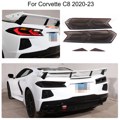 Smoked Blackout Tail Light Lamp Cover Bezel Overlay Trim For Corvette C8 2020+ 2