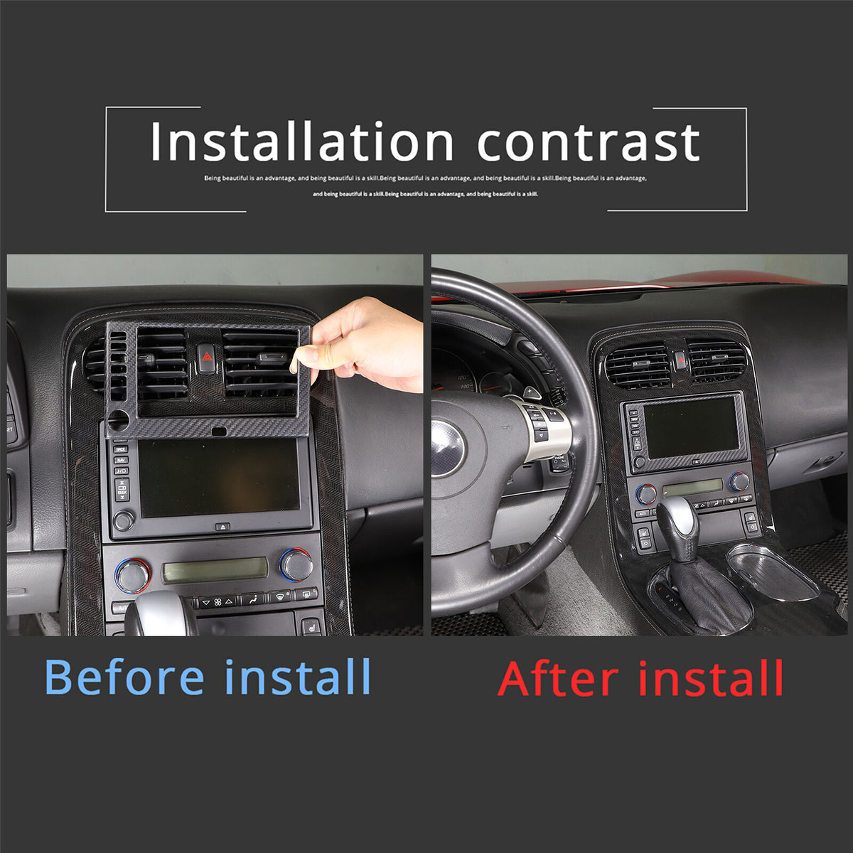 Matte Carbon Fiber Center Navigation Screen Trim Cover For Corvette C6 2005-13 3