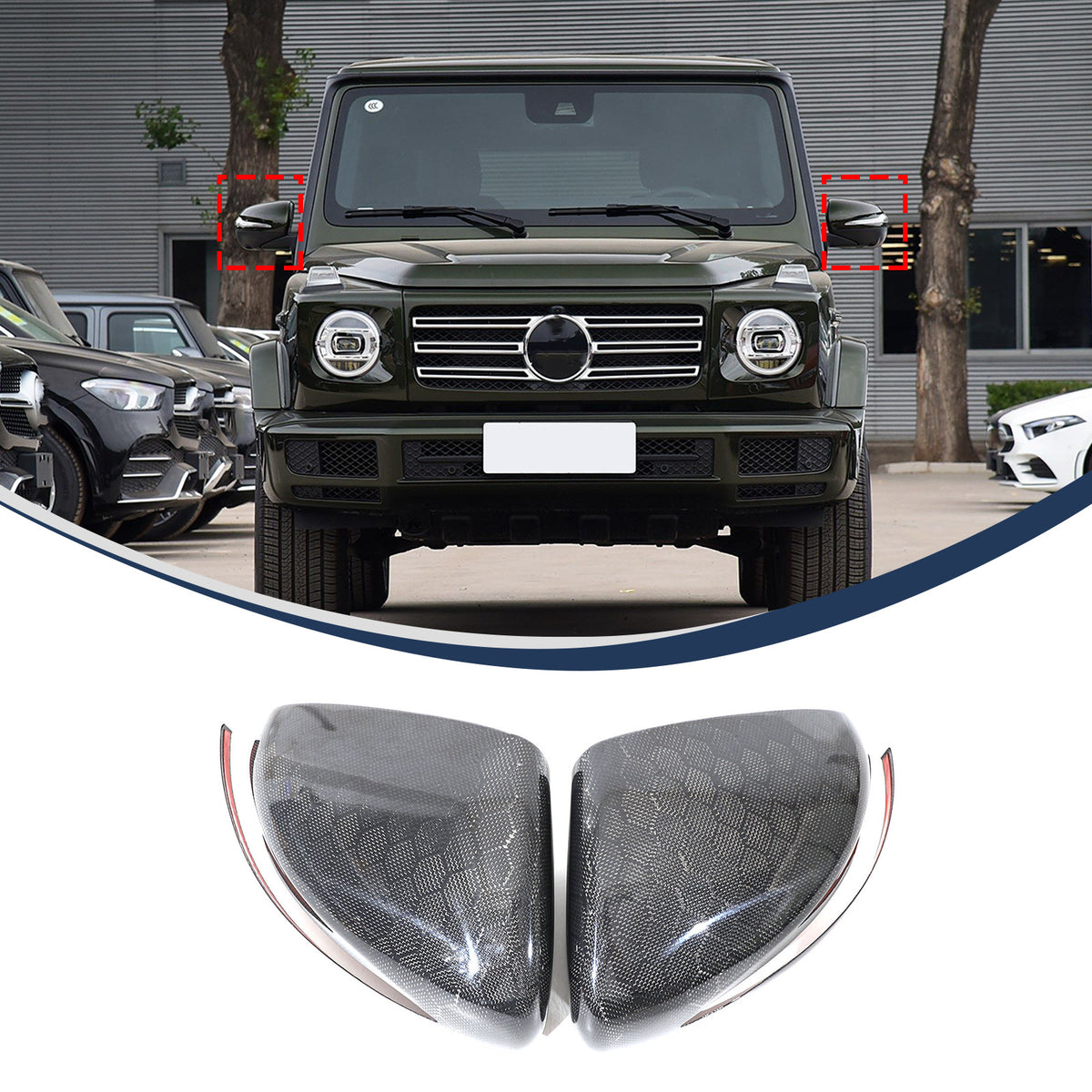 Honeycomb Real Carbon Fiber Rear View Mirror Cover Trim For Benz G500 G63 19-23 10