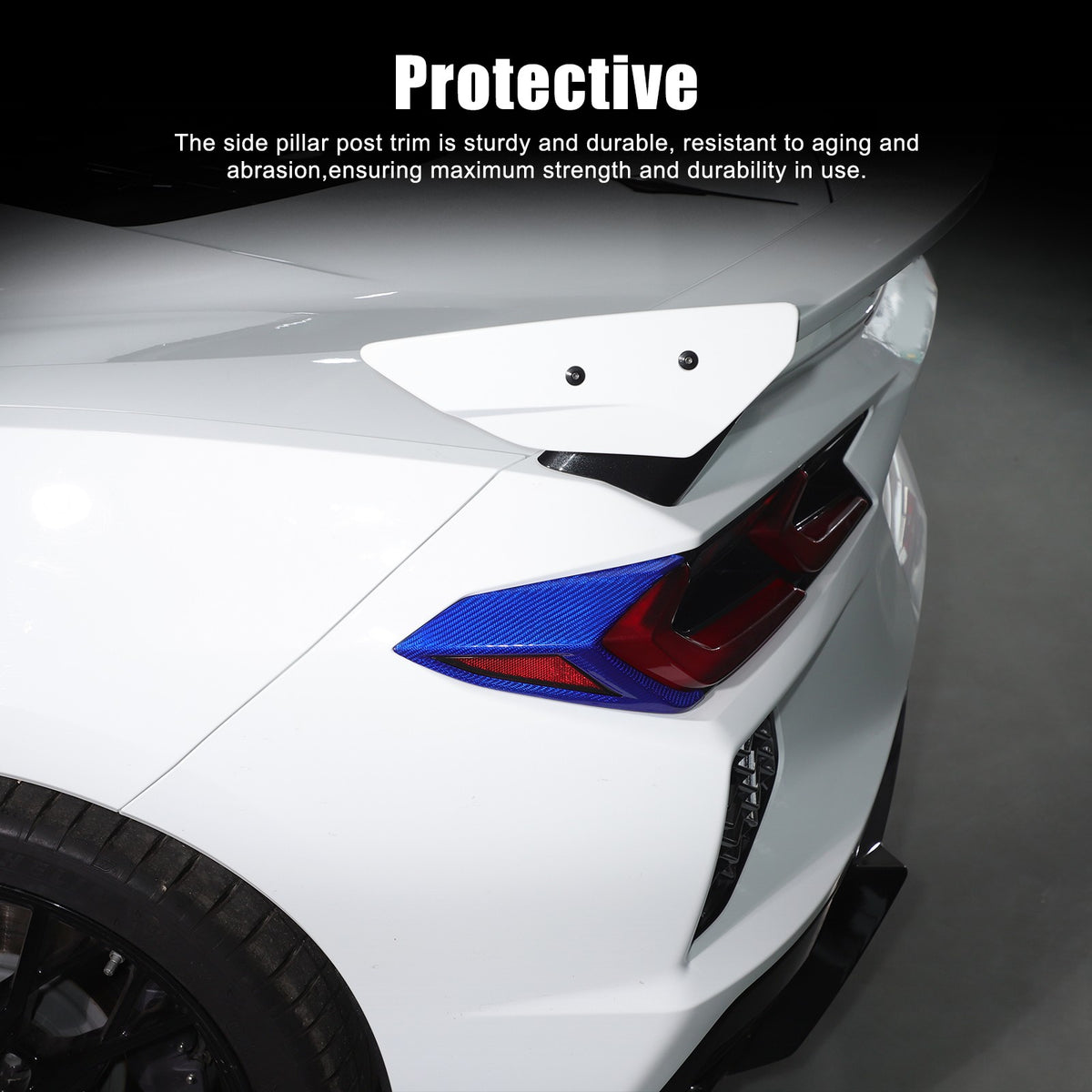 Blue Real Carbon Fiber Rear Tail Light Side Trim For Corvette C8 2020+ 7