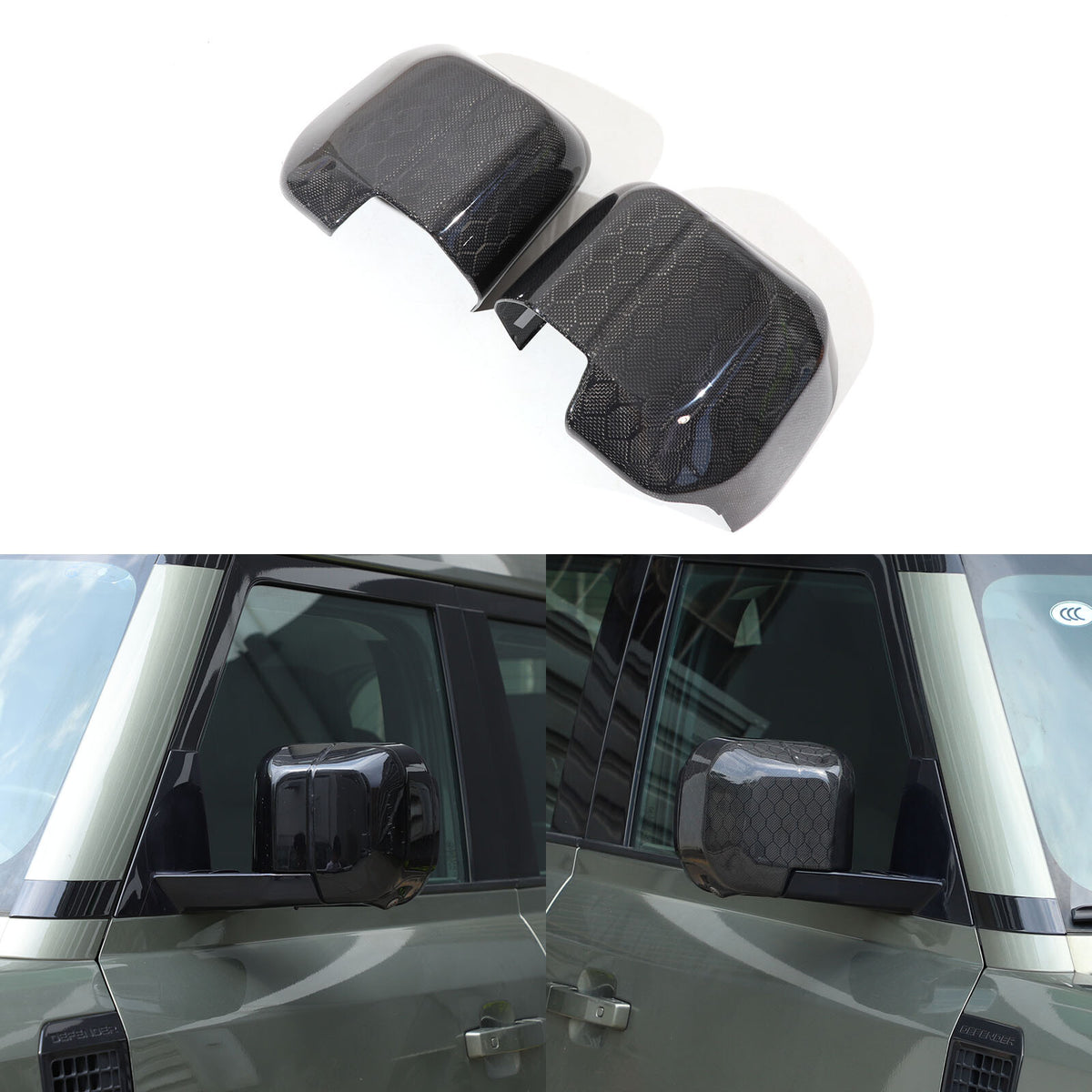 Honeycomb Carbon fiber Side Rear Mirror Cover Caps Trim For LR Defender 2020-24 2