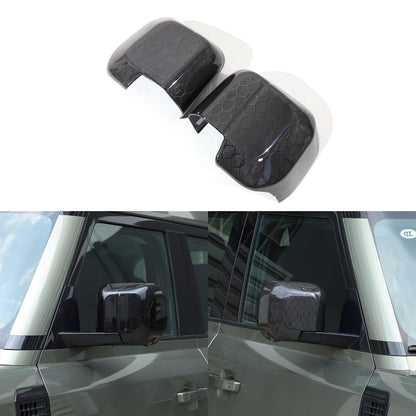 Honeycomb Carbon fiber Side Rear Mirror Cover Caps Trim For LR Defender 2020-24 2