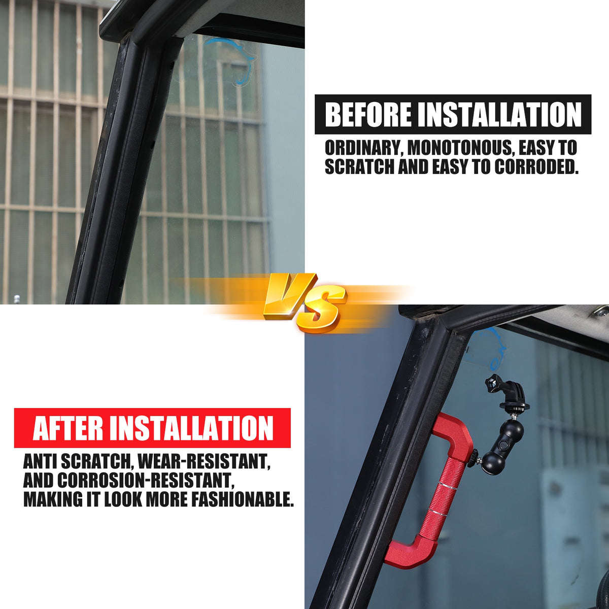 Red Aluminum A-Pillar Handle Cam Mount For Land Rover Defender L316 2004-2018 24